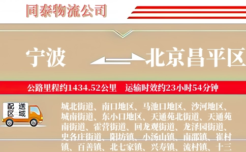 宁波到北京昌平区物流公司