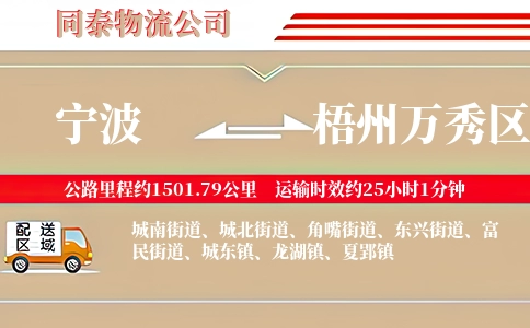 宁波到梧州万秀区物流公司